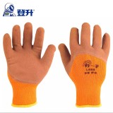 登升L688毛圈保暖舒適乳膠發(fā)泡防滑防寒加厚工作勞保加絨橘色3/4浸膠機(jī)械制造