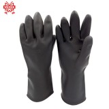 威蝶 31cmB黑色加厚勞保手套乳膠防水防污耐磨耐酸堿防腐蝕工業(yè)防護(hù)手套 加厚（耐酸堿）